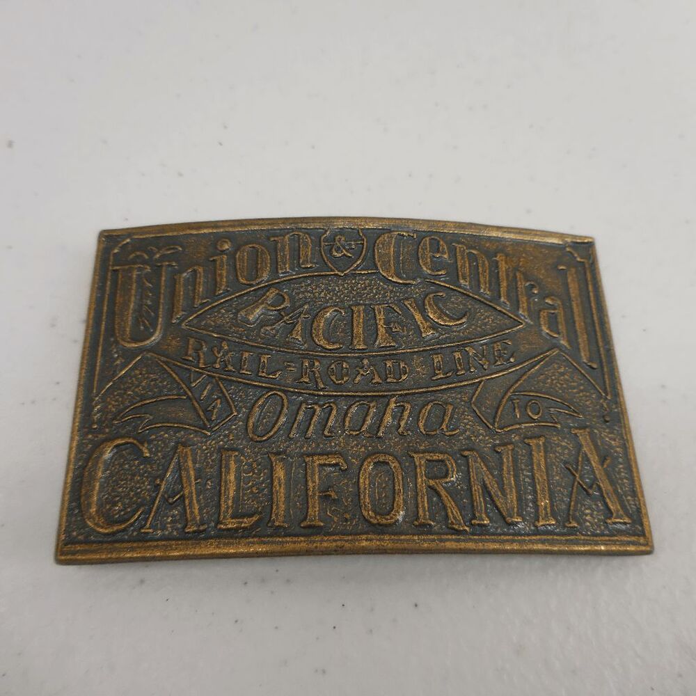 Union & Central Pacific RR Line Brass Belt‎ Buckle Bergamot Omaha to California